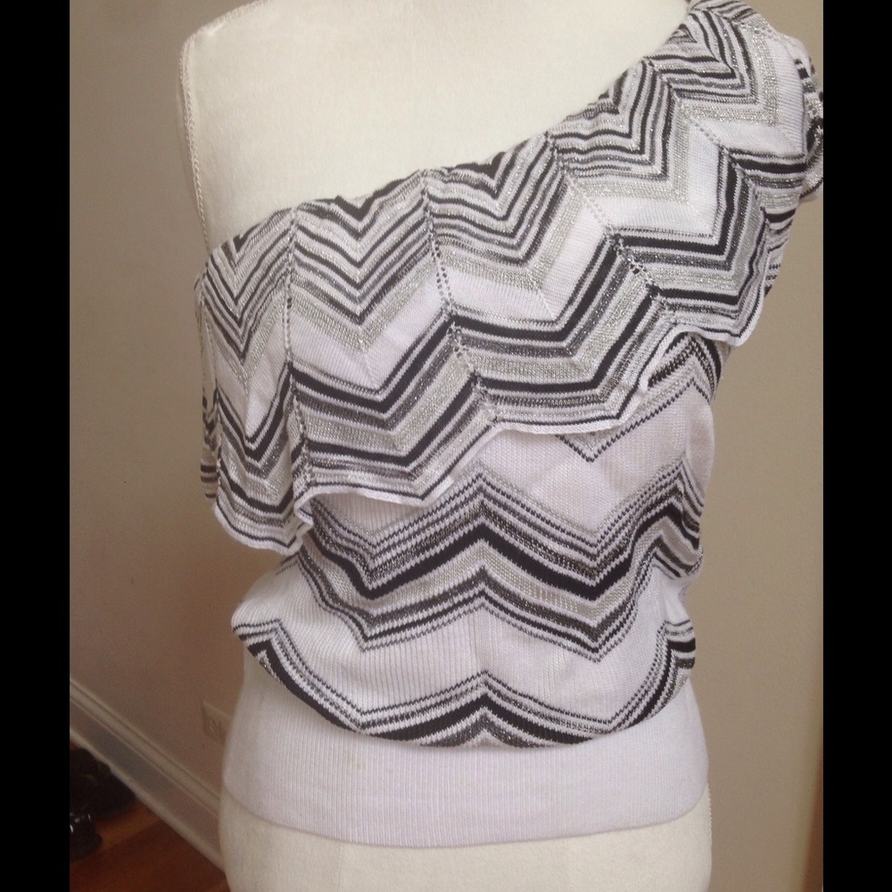 White House Black Market one shoulder knit top